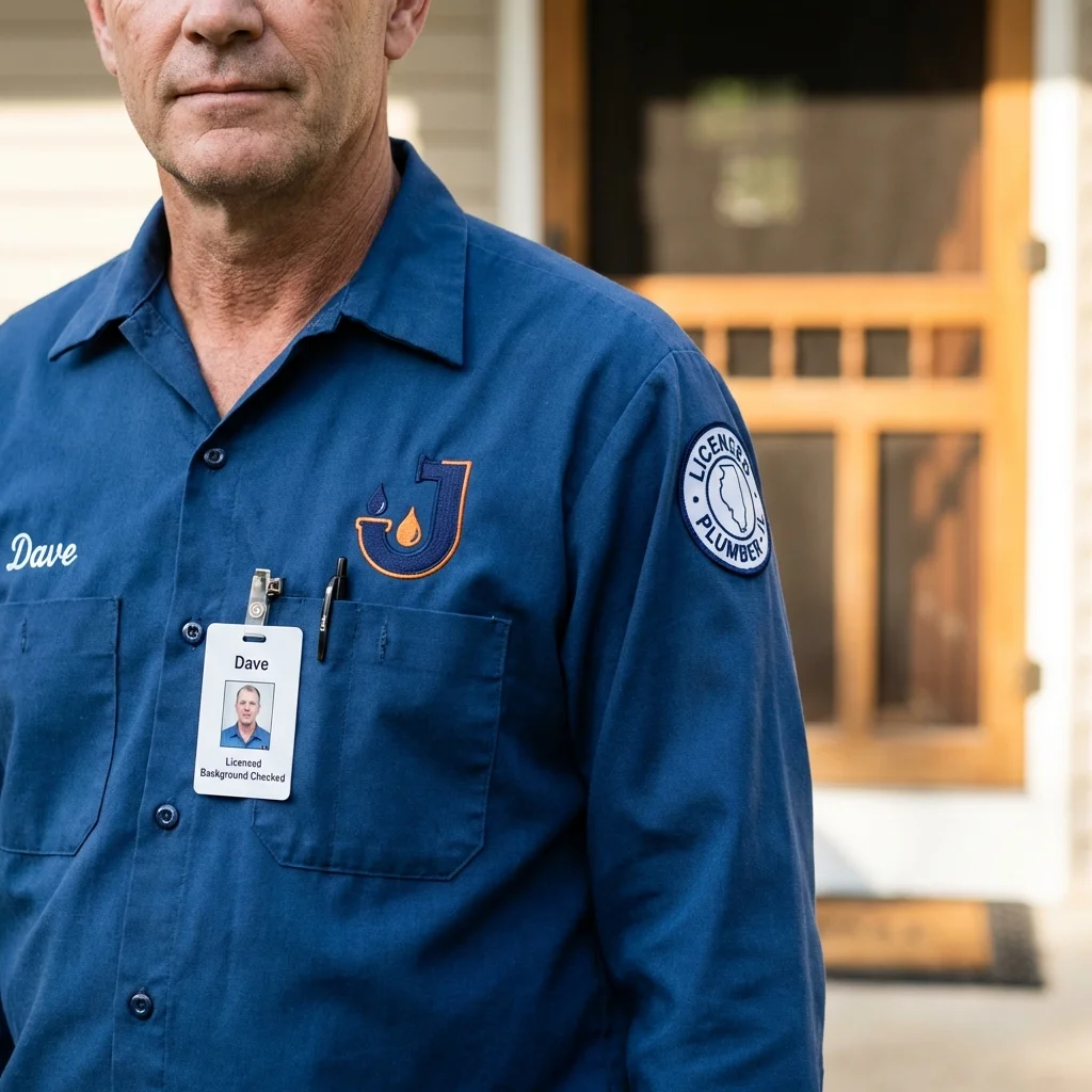 Licensed plumber showing ID badge in Cole Camp, MO