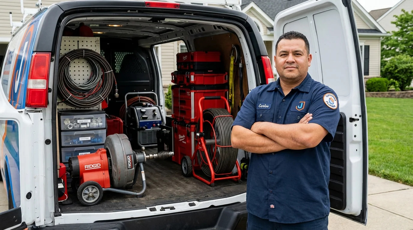 Professional drain cleaning equipment and Johns Plumbing LLC plumber in Cole Camp