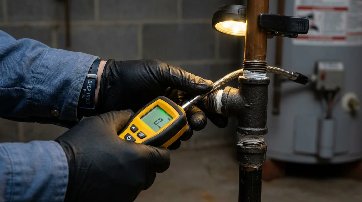 Gas leak detection with electronic sniffer by Johns Plumbing LLC in Cole Camp