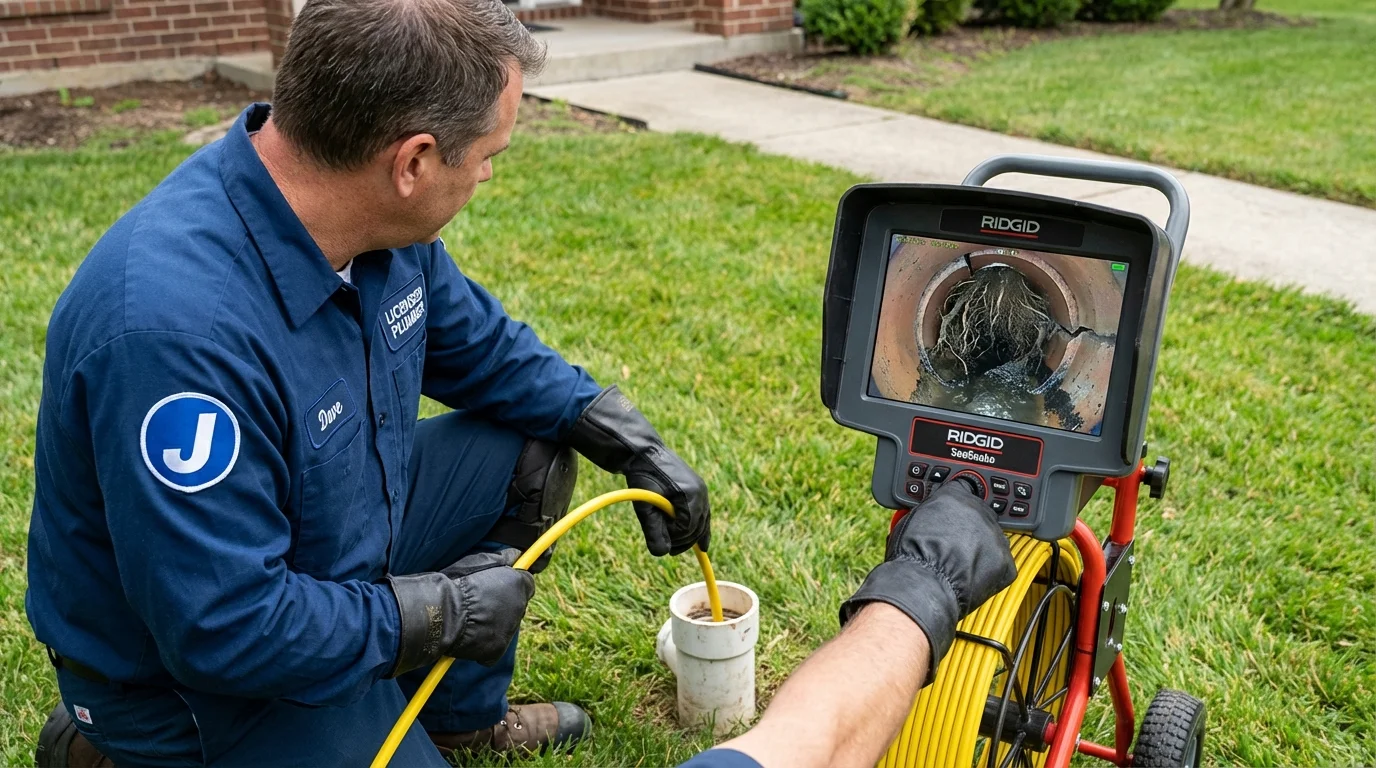 Sewer camera inspection being performed by Johns Plumbing LLC in Cole Camp
