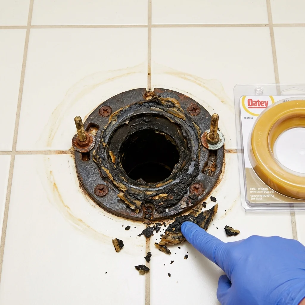Failed wax ring showing water seepage at the base of a toilet in a Cole Camp, MO home